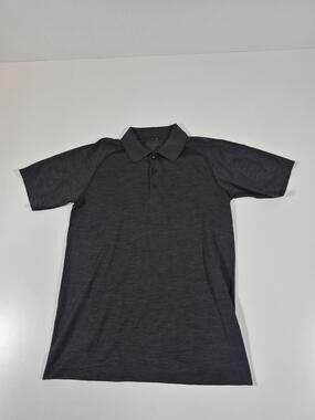 Lululemon Polo Shirt Mens Small Gray Solid Jersey Golf Performance Lightweight